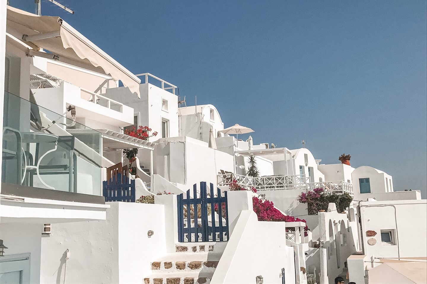 White houses on the cliff at Cycladic island