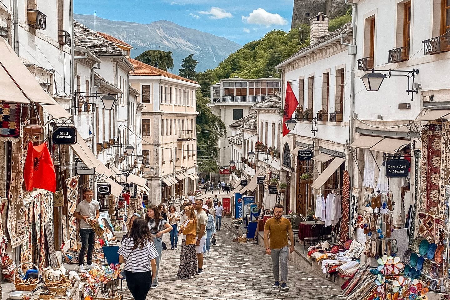 Strest with local shops in Gjirokaster