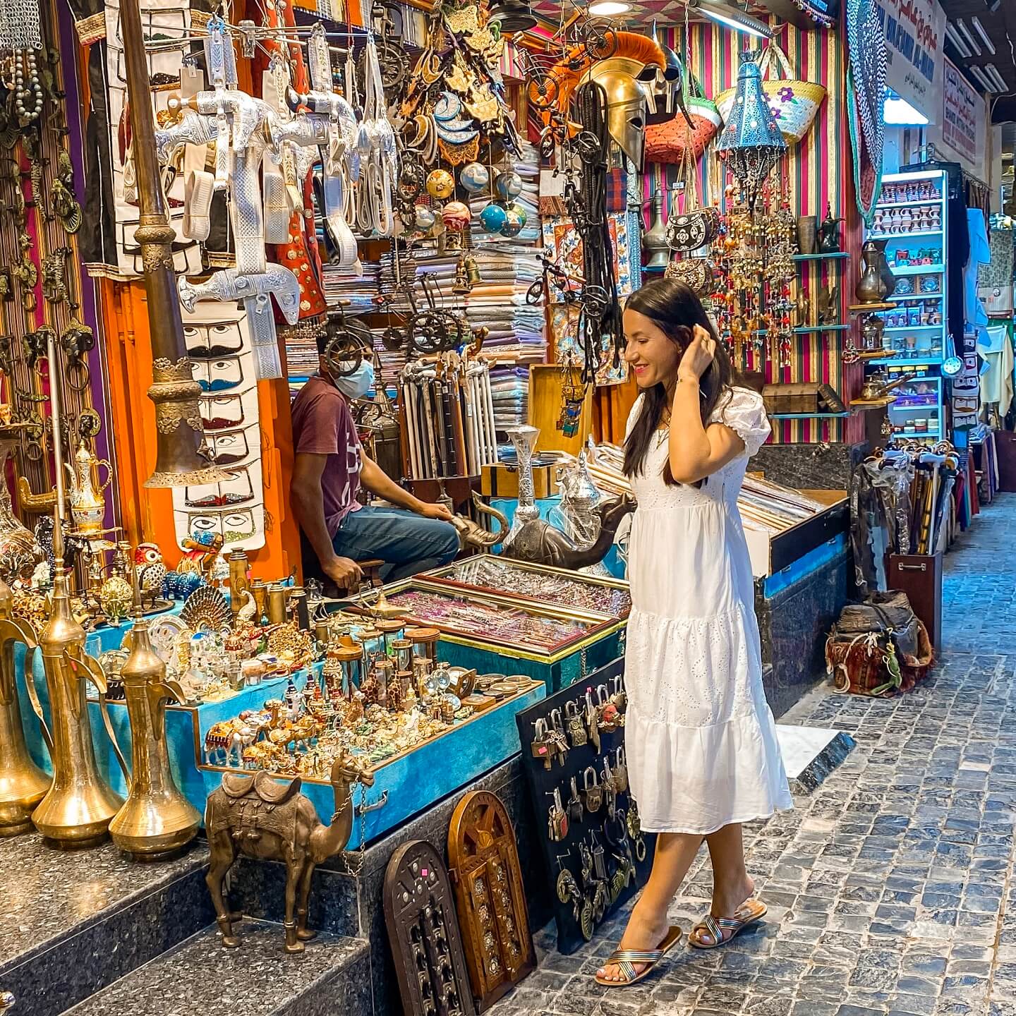 Girl shopping at Muttrah Souq in Muscat Oman