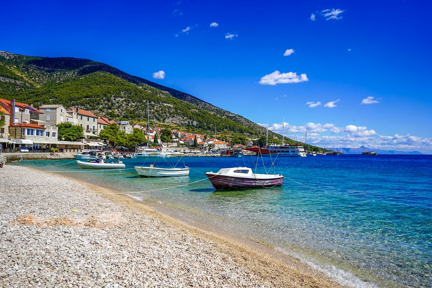 Colorful boats in Makarska, Croatia