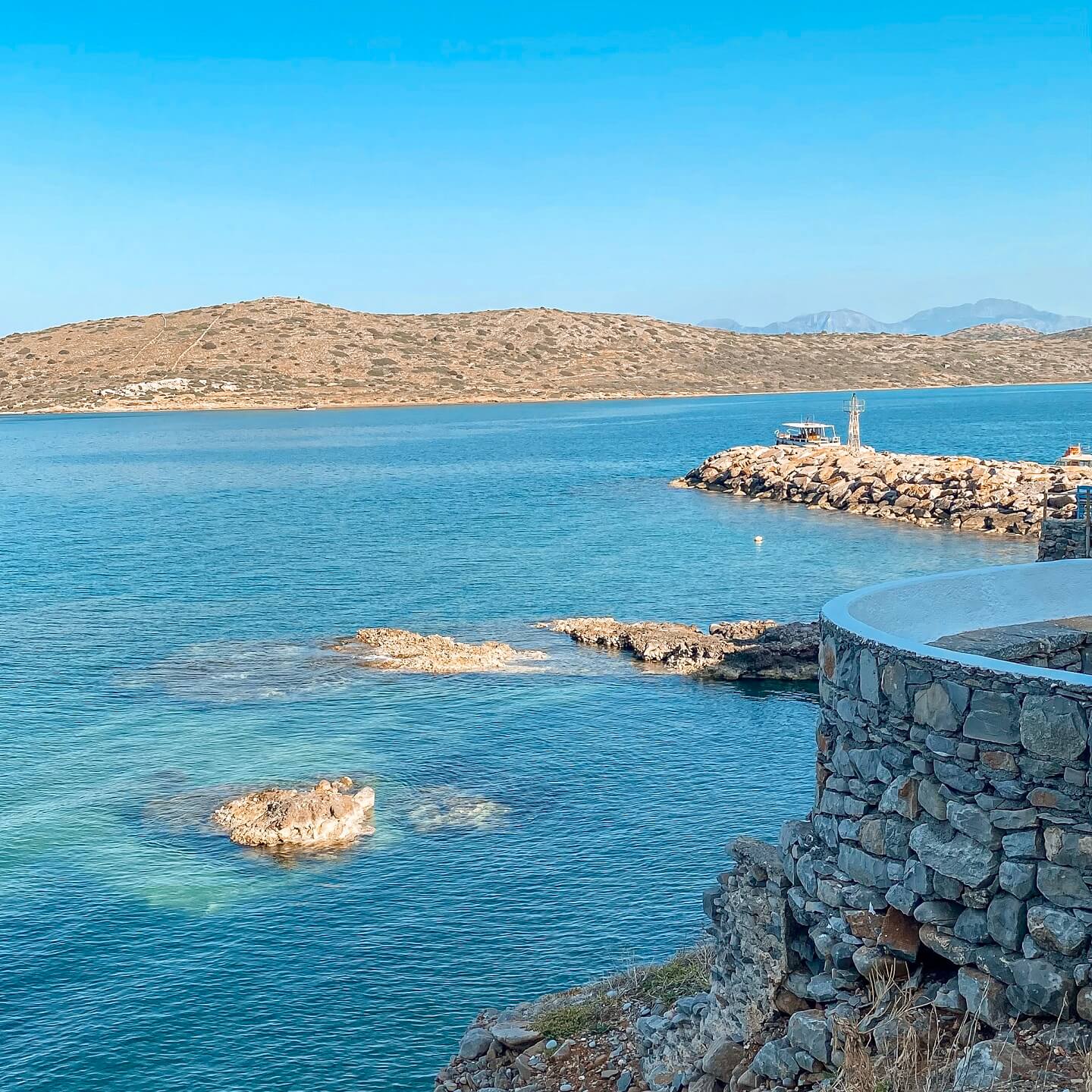 View of Spinalonga island Crete Grece