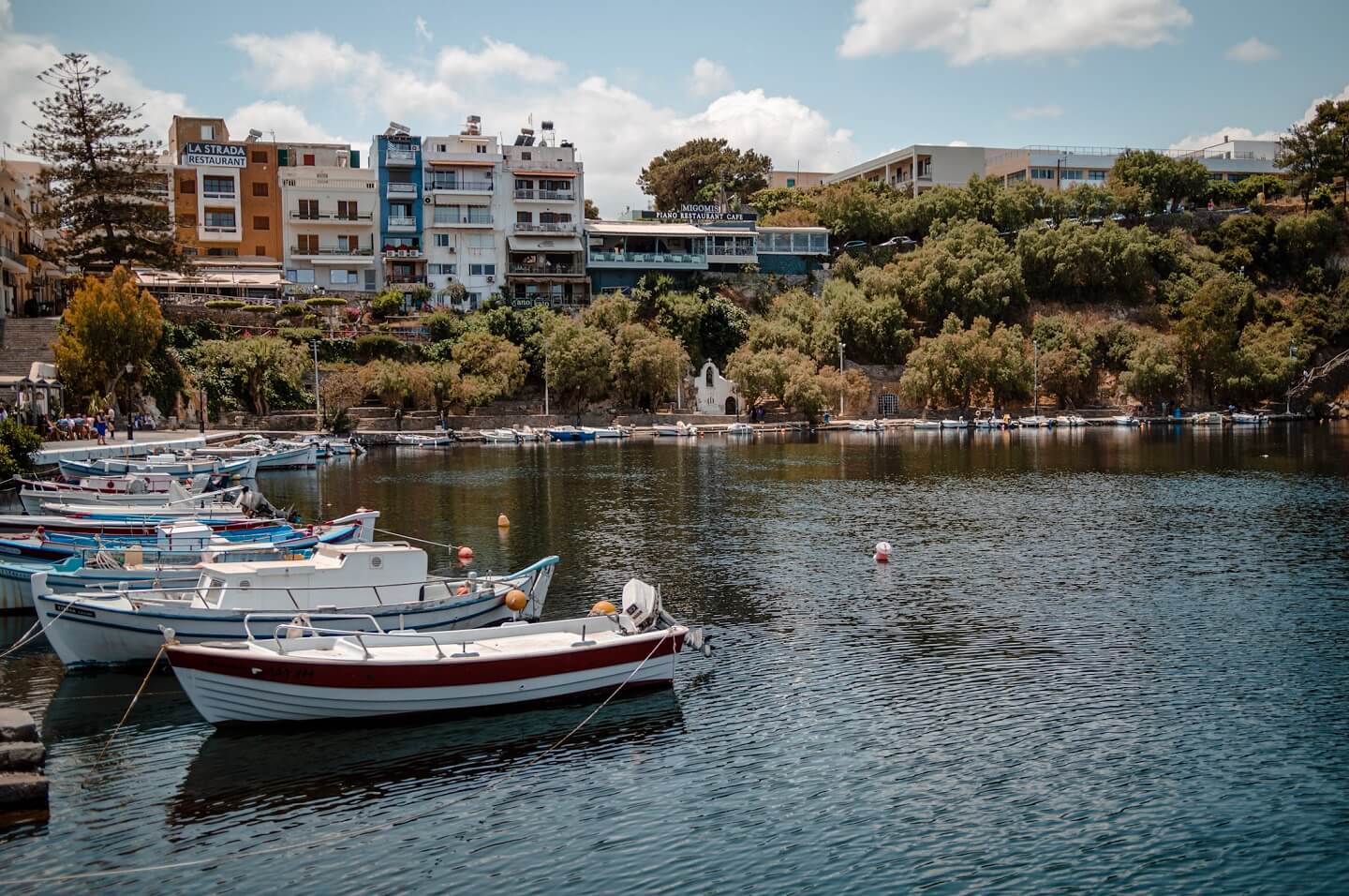 Boats on lake in Agios Nikolaos