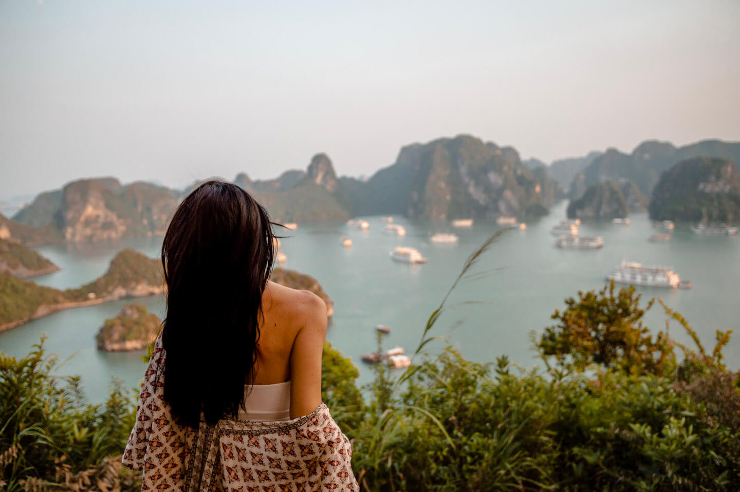 Sunset view of Ha Long Bay from top