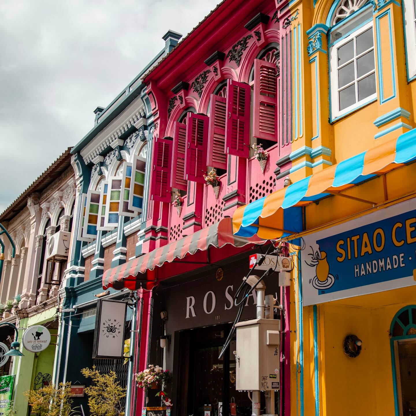 Colorful buildings in Phuket Town.