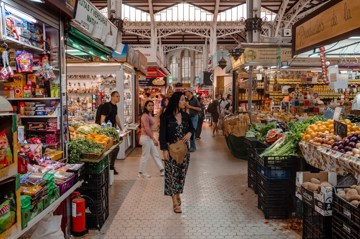 Stella walking in the Valencia market. 