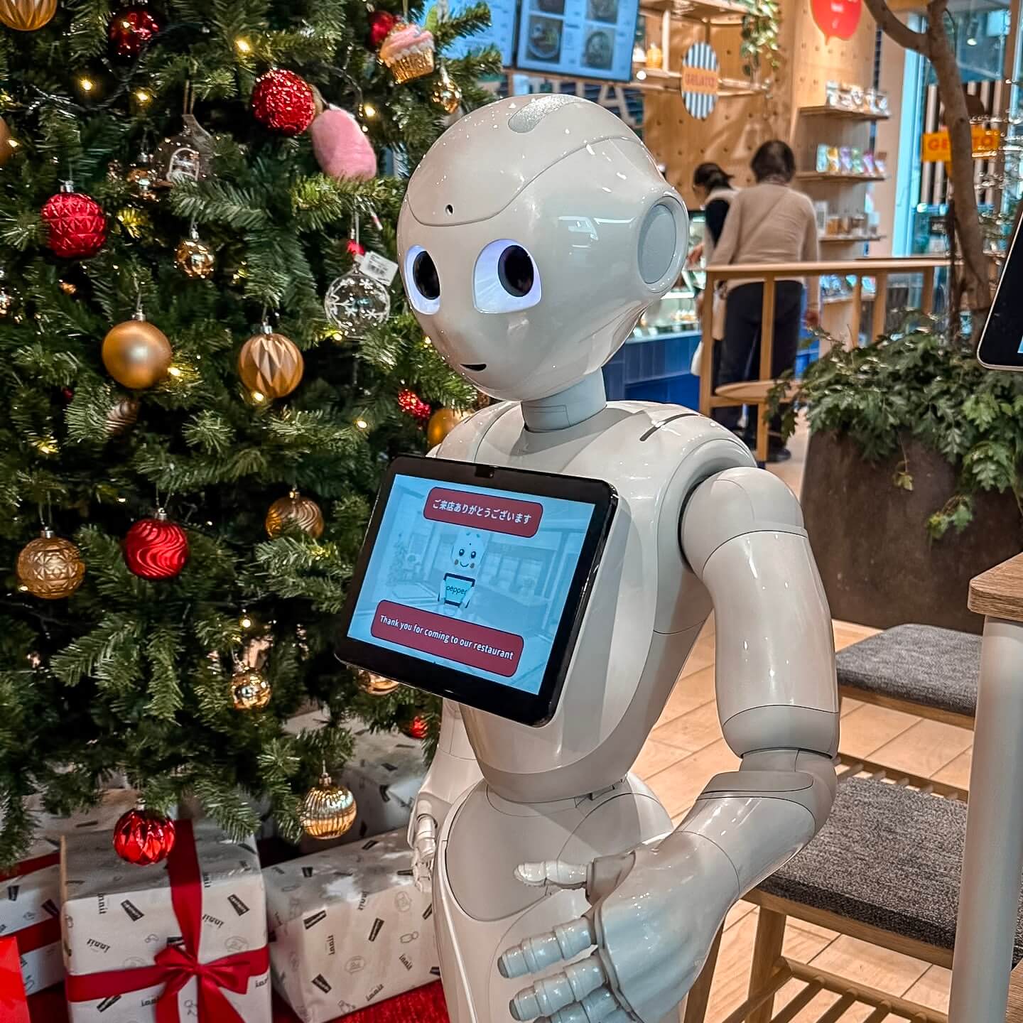 Robot waiter in restaurant in Tokyo