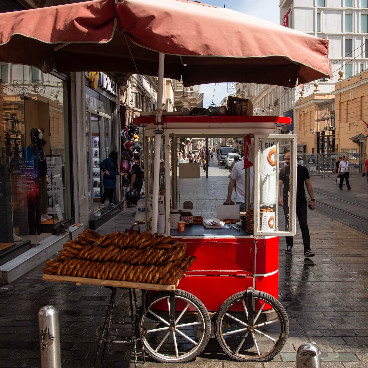 Street food pretzels cart in Istanbul